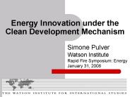 Energy Innovation under the Clean Development Mechanism