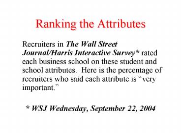 Ranking the Attributes