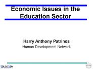 Economic Issues in the Education Sector