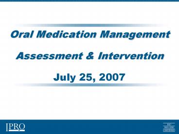 Oral Medication Management Assessment
