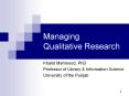 Managing Qualitative Research PowerPoint PPT Presentation
