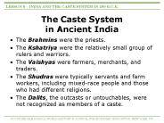 The Caste System in Ancient India