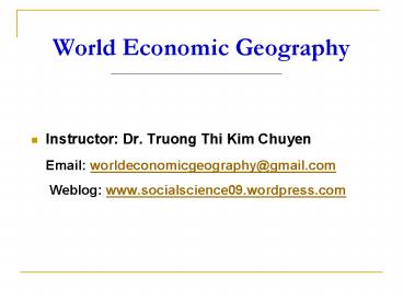 World Economic Geography