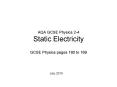 AQA GCSE Physics 2-4 Static Electricity PowerPoint PPT Presentation