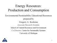 Energy Resources: Production and Consumption