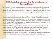 PCRichards Experts regarding the Introduction to Surround Sound