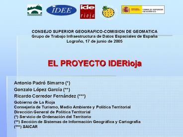CONSEJO SUPERIOR GEOGRAFICO-COMISION DE GEOMATICA