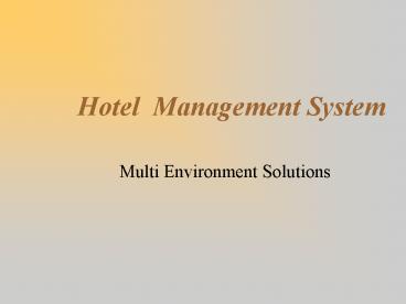 Hotel Management System
