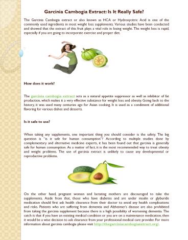 Garcinia Cambogia Extract: Is It Really Safe
