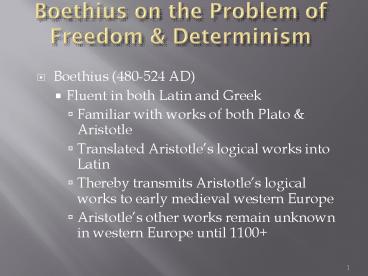Boethius on the Problem of Freedom