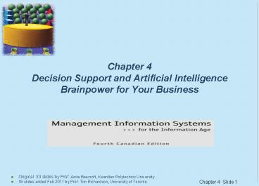 Chapter 4 Decision Support and Artificial Intelligence Brainpower for ...