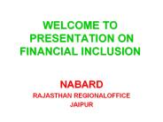 WELCOME TO  PRESENTATION ON  FINANCIAL INCLUSION