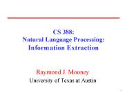 CS 388: Natural Language Processing: Information Extraction