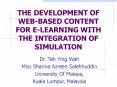 THE DEVELOPMENT OF WEB-BASED CONTENT FOR E-LEARNING WITH THE INTEGRATION OF SIMULATION PowerPoint PPT Presentation