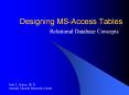 Designing MS-Access Tables PowerPoint PPT Presentation