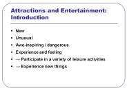 Attractions and Entertainment: Introduction