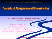 PHYSICS AND MODELING OF THERMOELECTRIC MICROGENERATORS
