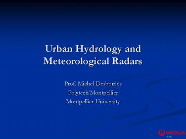 Urban Hydrology and Meteorological Radars