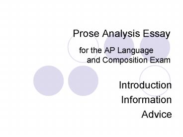 Prose Analysis Essay for the AP Language  and Composition Exam