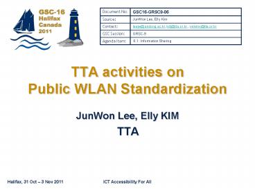 TTA activities on Public WLAN Standardization