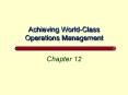 Achieving World-Class Operations Management PowerPoint PPT Presentation