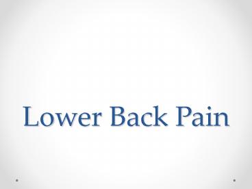 Lower Back Pain