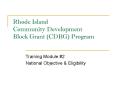 Rhode Island Community Development Block Grant (CDBG) Program PowerPoint PPT Presentation