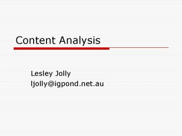 Content Analysis