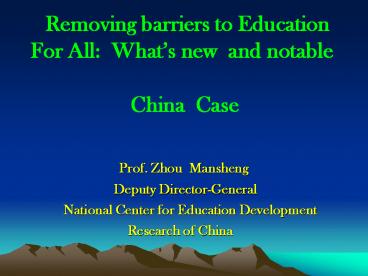 Removing barriers to Education For All: What