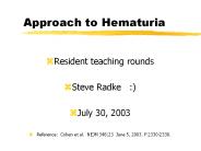 Approach to Hematuria