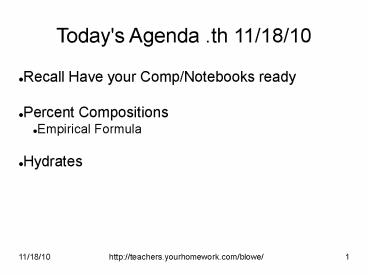 Today's Agenda .m 11/08/10