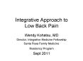 Integrative Approach to Low Back Pain PowerPoint PPT Presentation