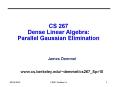 CS 267 Dense Linear Algebra: Parallel Gaussian Elimination PowerPoint PPT Presentation