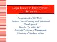Legal Issues in Employment Interviews PowerPoint PPT Presentation