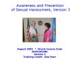 Awareness and Prevention of Sexual Harassment, Version 3 PowerPoint PPT Presentation
