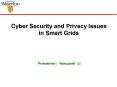 Cyber Security and Privacy Issues in Smart Grids PowerPoint PPT Presentation