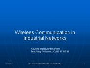 Wireless Communication in Industrial Networks
