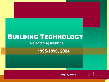 BUILDING TECHNOLOGY