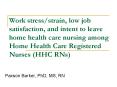 Work stress/strain, low job satisfaction, and intent to leave home health care nursing among Home Health Care Registered Nurses (HHC RNs) PowerPoint PPT Presentation