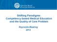 Shifting Paradigms: Competency-based Medical Education and the Quality of Care Problem PowerPoint PPT Presentation