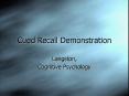 Cued Recall Demonstration PowerPoint PPT Presentation