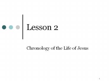 Chronology of the Life of Jesus