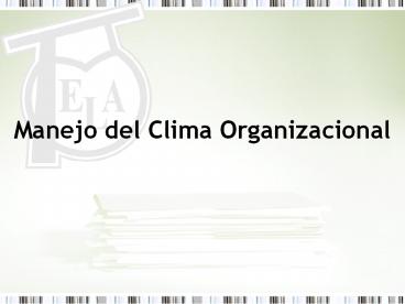 Manejo del Clima Organizacional