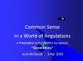 Common Sense in a World of Regulations   A Presentation at the WAMEA Meeting 3 April 2008 PowerPoint PPT Presentation