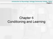 Chapter 6 Conditioning and Learning