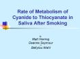 Rate of Metabolism of Cyanide to Thiocyanate in Saliva After Smoking PowerPoint PPT Presentation