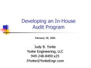 Developing an In-House Audit Program