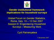 Gender institutional framework: Implications for household surveys