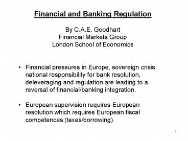 Financial and Banking Regulation