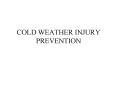 COLD WEATHER INJURY PREVENTION PowerPoint PPT Presentation